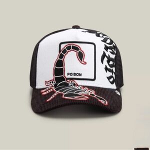 Goorin Bros. Scorpio Romeo embroidered trucker hat.